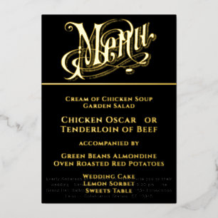 Elegant Simple Modern Minimalist Gold Wedding Menu Foil Invitation