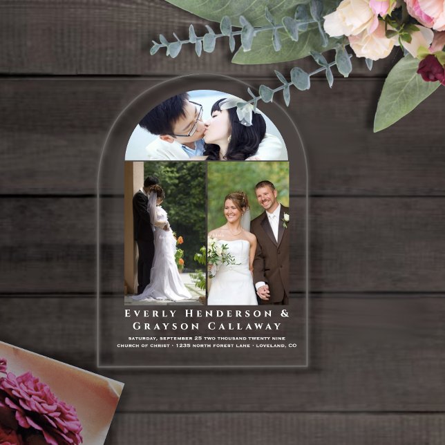 Elegant Simple Modern Minimalist Photo Wedding Acr Acrylic Invitations (Creator Uploaded)