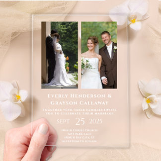 Elegant Simple Modern Minimalist Photo Wedding Acrylic Invitations