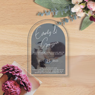 Elegant Simple Modern Minimalist Photo Wedding Acrylic Invitations