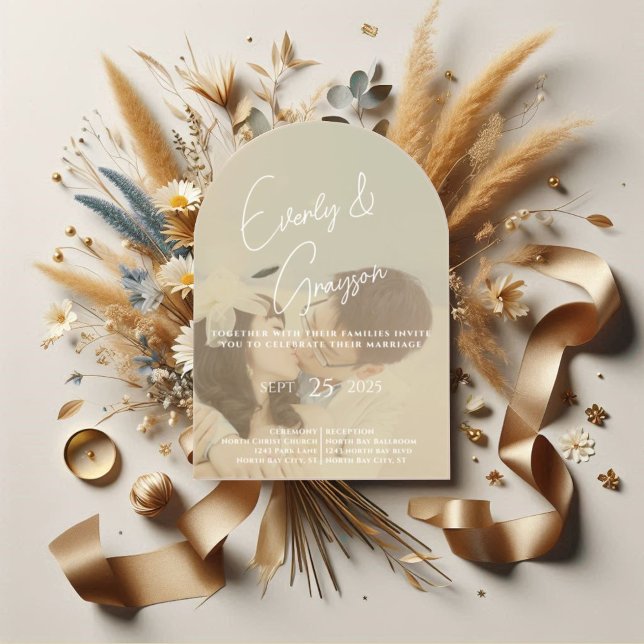 Elegant Simple Modern Minimalist Photo Wedding Acrylic Invitations (Creator Uploaded)