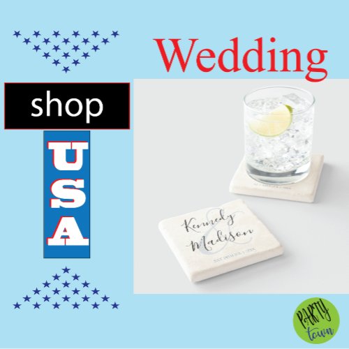 ELEGANT SIMPLE MODERN MINIMALIST WEDDING  STONE COASTER