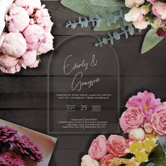 Elegant Simple Modern Minimalist White Wedding Acrylic Invitations