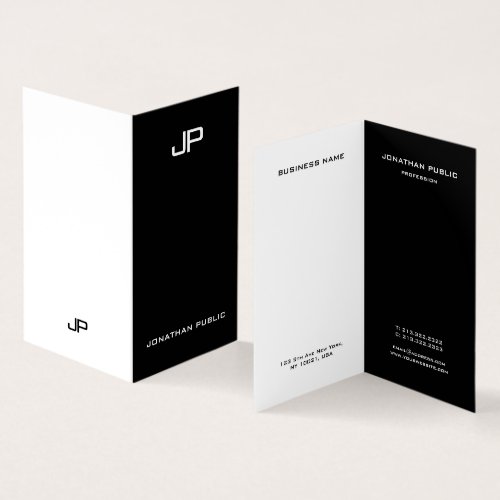 Elegant Simple Modern Monogram Black And White Business Card