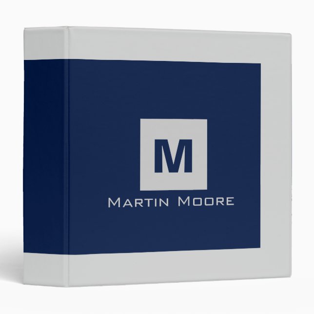 Elegant simple modern monogram cover 3 ring binder (Front/Spine)