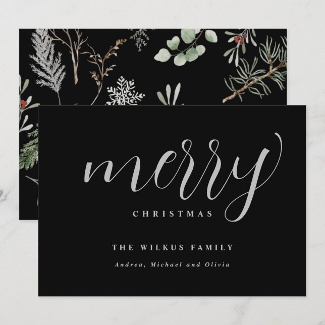Elegant Simple Modern Non Photo Christmas Card (Front/Back)