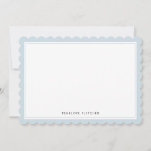 Elegant Simple Modern Pale Blue Scalloped Edge Note Card