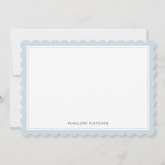 Elegant Simple Modern Pale Blue Scalloped Edge Note Card