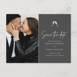 Elegant Simple Modern Photo Wedding Save the Date Announcement Postcard