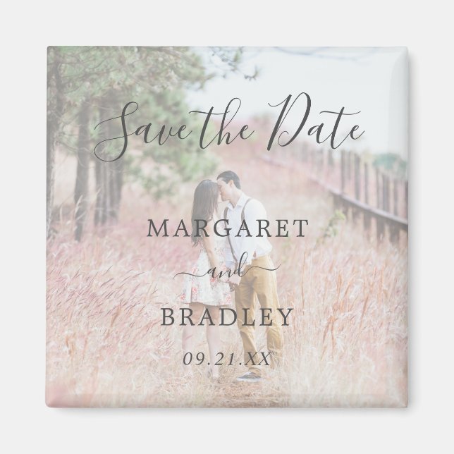 Elegant Simple Modern Photo Wedding Save the Date Magnet (Front)