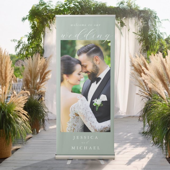 Elegant Simple Modern Photo Wedding Welcome Retractable Banner (Creator Uploaded)