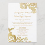 Elegant Simple Modern Rose Floral Gold Wedding Program at Zazzle