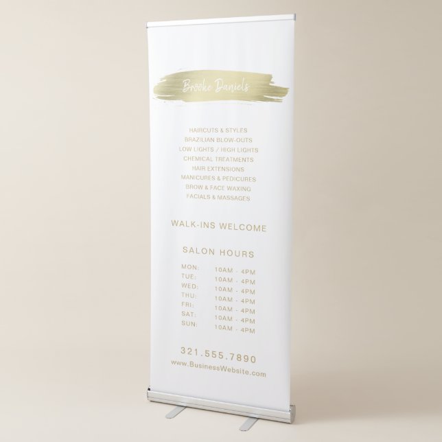 Elegant Simple Modern Salon Gold Business Retractable Banner (3/4)