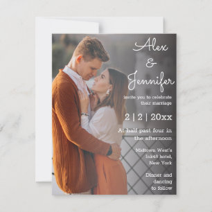 elegant simple modern script faded photo wedding invitation
