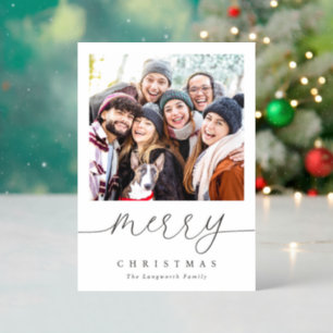 Elegant Simple Modern Script Family Christmas Letterpress Photo Cards