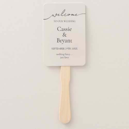 Elegant Simple Modern Script Wedding Program Hand Fan