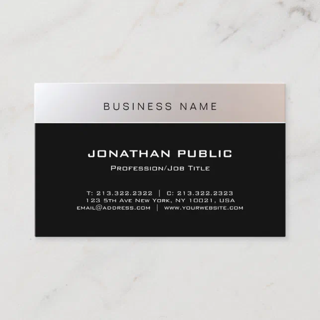 Elegant Simple Modern Silver Black Professional Business Card | Zazzle