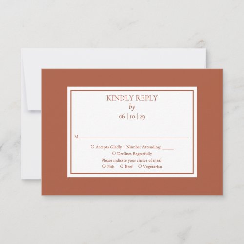 Elegant Simple Modern Terracotta Wedding RSVP Card