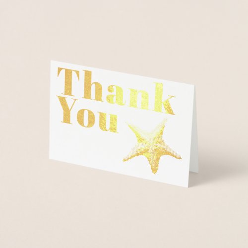 Elegant Simple Modern Traditional Gold Thank You  Foil Card