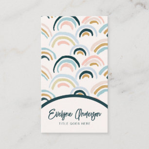 Elegant Simple Modern Watercolor Rainbow Boho Chic Business Card