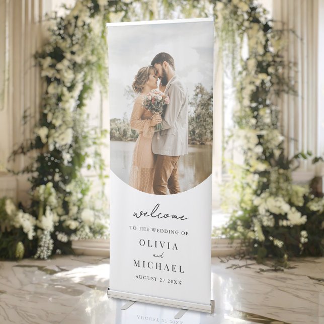 Elegant Simple Modern Wedding Photo Welcome Retractable Banner (Creator Uploaded)