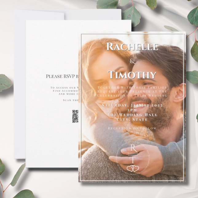 Elegant Simple Mongoram Color Photo Wedding Invitation (Creator Uploaded)