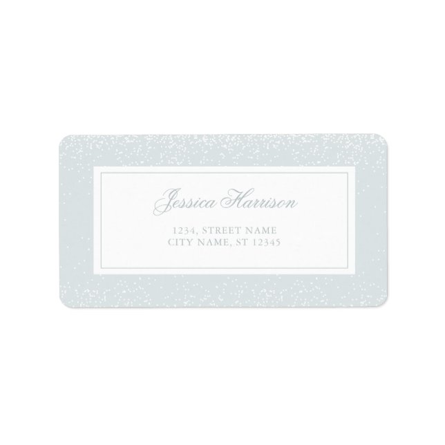 Elegant Simple Monogram Blue Gray White Confetti Label (Front)