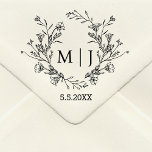 elegant simple monogram botanical wedding rubber stamp<br><div class="desc">elegant simple monogram botanical wedding rubber stamp</div>