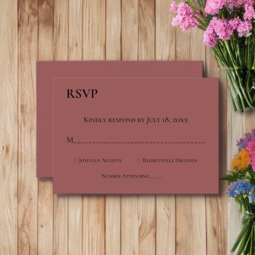 Elegant Simple Monogram Burgundy Modern Wedding RSVP Card