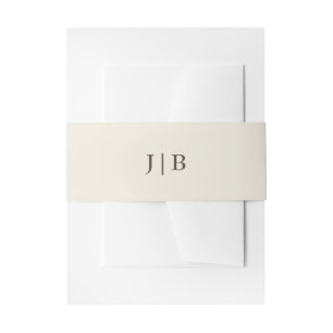 Elegant Simple Monogram Cream Ivory Wedding Invitation Belly Band