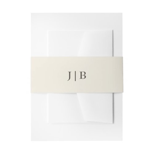 Elegant Simple Monogram Cream Ivory Wedding Invitation Belly Band