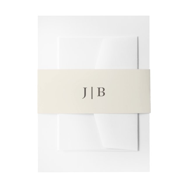 Elegant Simple Monogram Cream Ivory Wedding Invitation Belly Band (Front Example)