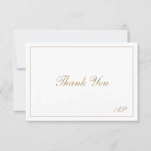 Elegant Simple Monogram Formal Faux Gold Wedding Thank You Card