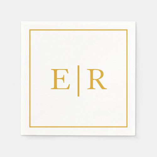 Elegant Simple Monogram Gold Wedding Napkins