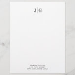 Elegant Simple Monogram Minimalist Professional Letterhead<br><div class="desc">Modern elegant letterhead with your monogram on the front in an upscale typography layout. Professional and simple customization.</div>