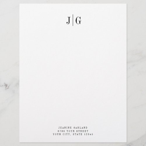 Elegant Simple Monogram Minimalist Professional Letterhead