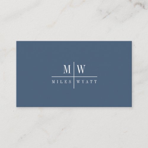 Elegant Simple Monogram Minimalist Smoky Blue Gray Business Card