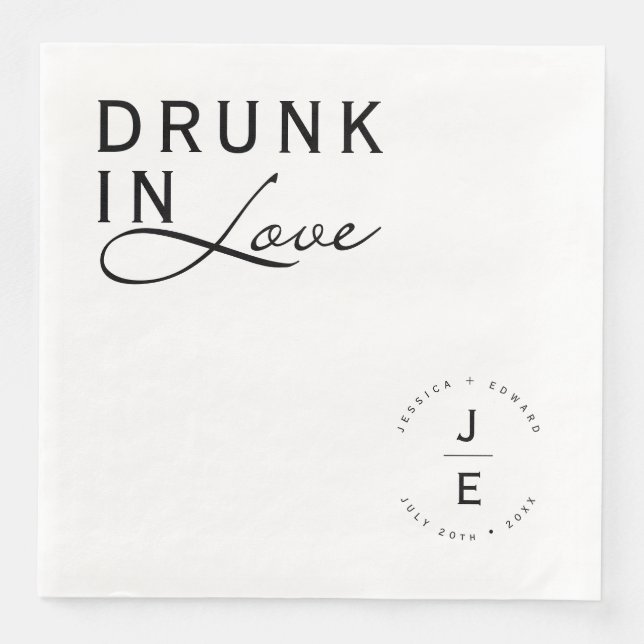 Elegant Simple Monogram Modern Chic Minimal Script Paper Dinner Napkins (Front)