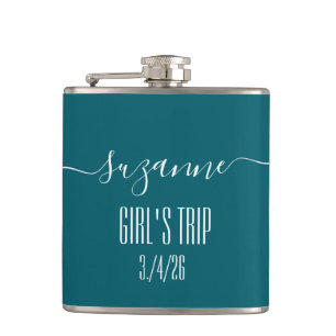 Elegant Simple Monogram Name Girl's trip Flask