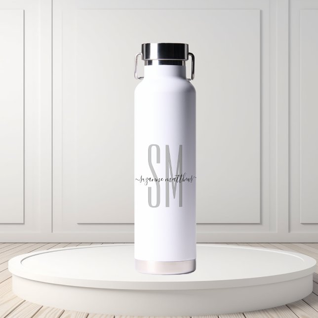 Elegant Simple Monogram Name Personalized  Water Bottle (Creator Uploaded)