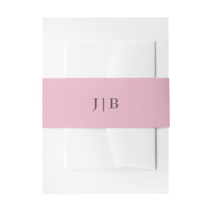 Elegant Simple Monogram Pink Wedding Invitation Belly Band