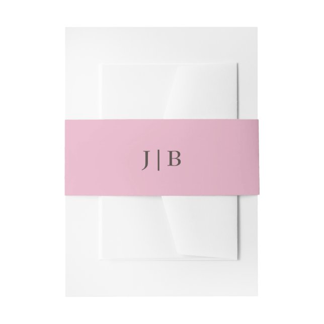 Elegant Simple Monogram Pink Wedding Invitation Belly Band (Front Example)