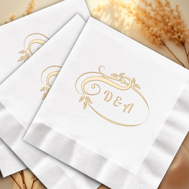 Elegant Simple Monogram Wedding Foil Napkins (Creator Uploaded)