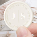 Elegant Simple Monogram Wedding Return Address Wax Seal Sticker<br><div class="desc">Add a personalized finishing touch to wedding invitation envelopes, favors and decor with chic elegant monogrammed wax seal stickers. All text on this template is simple to customize. The design features modern minimalist typography return address in a circle and the couple's initials with a vertical line in the center. These...</div>