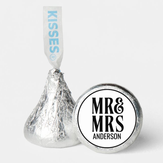 Elegant Simple Mr Mrs Favor |  Black White (Front)