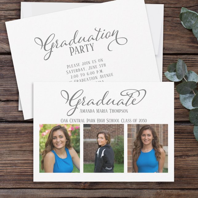 Elegant Simple Multi Photo Graduation Invite (Creator Uploaded)