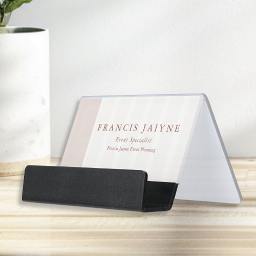 Elegant Simple Natural Tones Event Planner Desk Business Card Holder