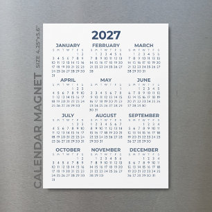 Elegant Simple Navy Blue 2027 Magnetic Calendar