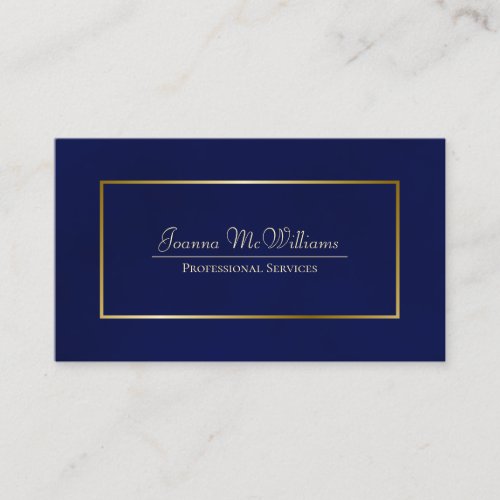 Elegant Simple Navy Blue  Gold Professional Business Card