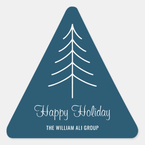 Elegant Simple Navy Blue Pine Tree Business Triangle Sticker